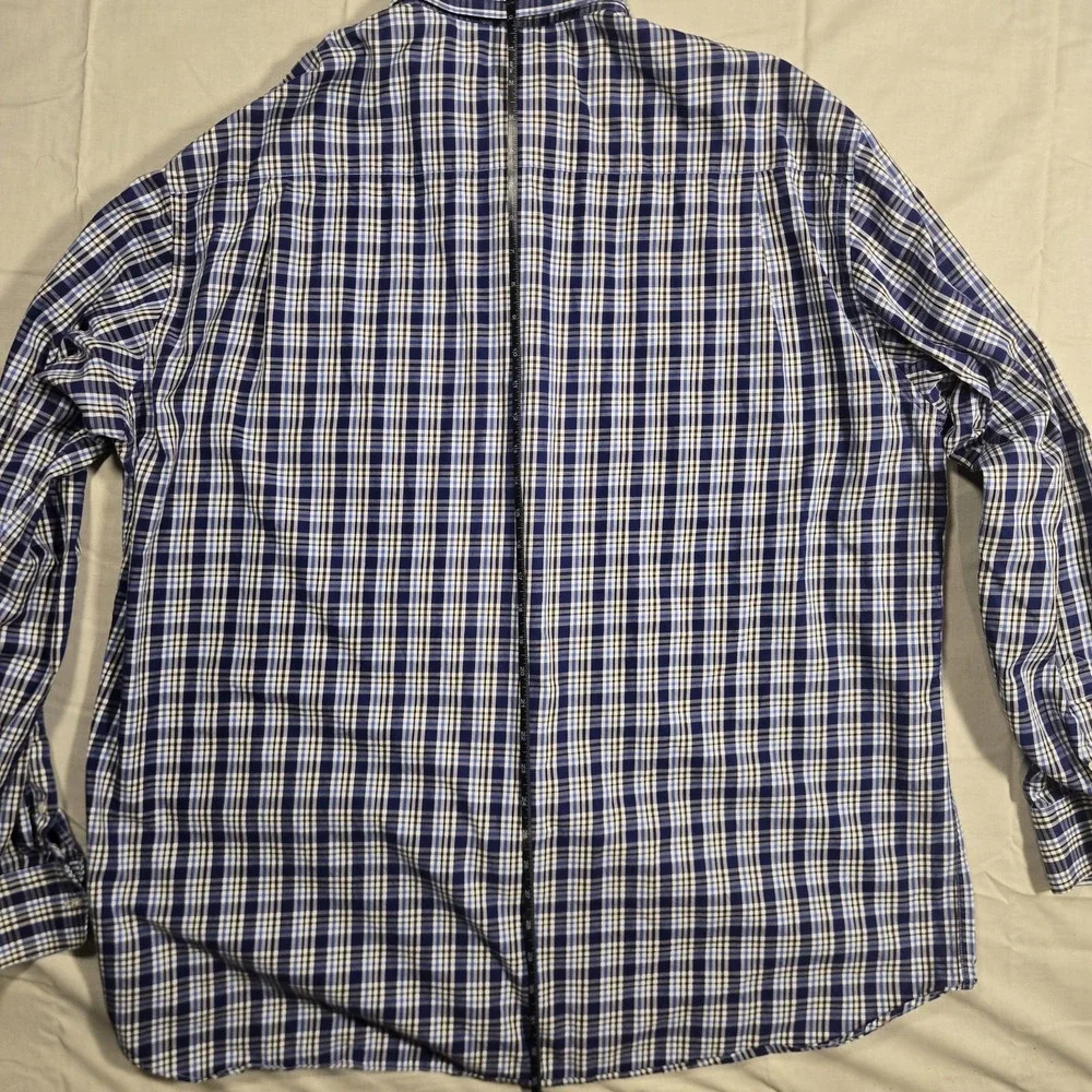 Paul & Shark men's long sleeve checked plaid formal button up shirt size 45